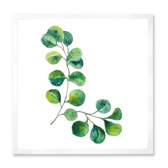 Designart 'Green Eucalyptus Plant Branches II' Traditional Framed Art Print