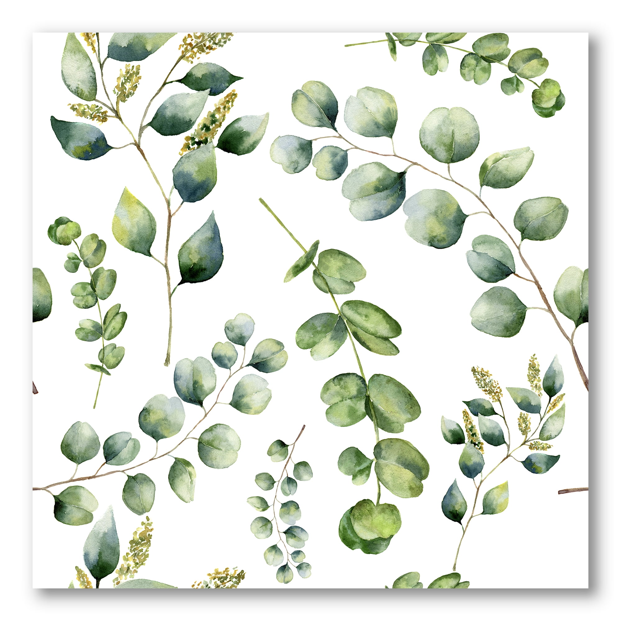 Designart ' Green Eucalyptus Plant Branches III ' Traditional Canvas Wall Art Print