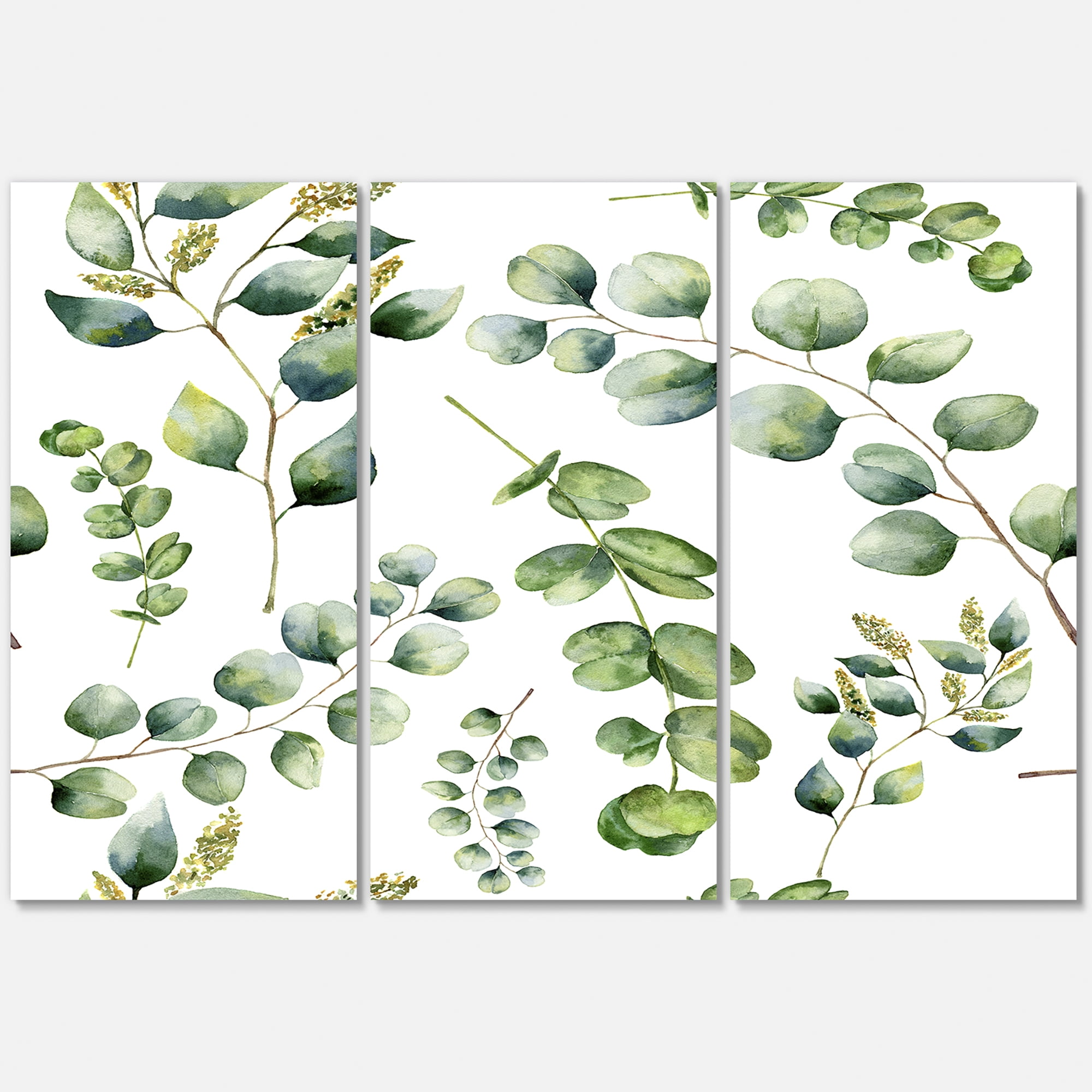 Designart ' Green Eucalyptus Plant Branches III ' Traditional Canvas Wall Art Print