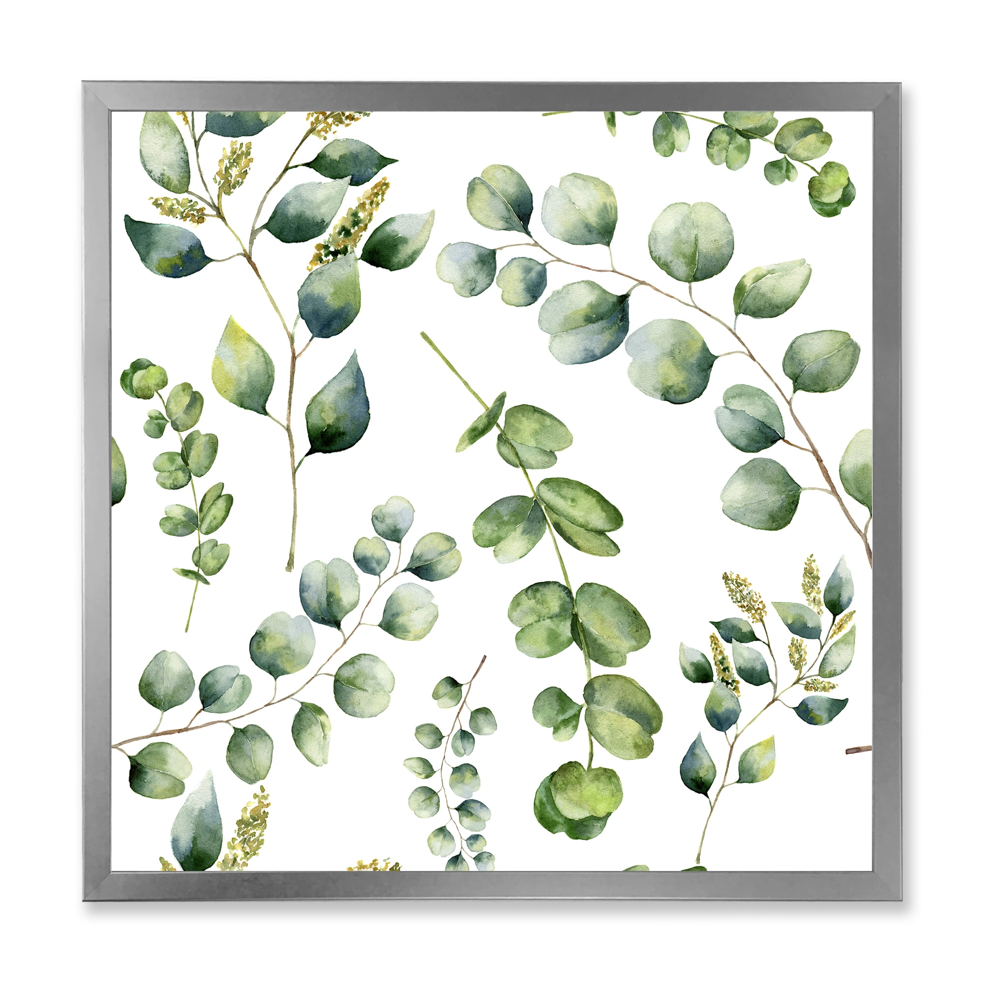 Designart 'Green Eucalyptus Plant Branches III' Traditional Framed Art Print