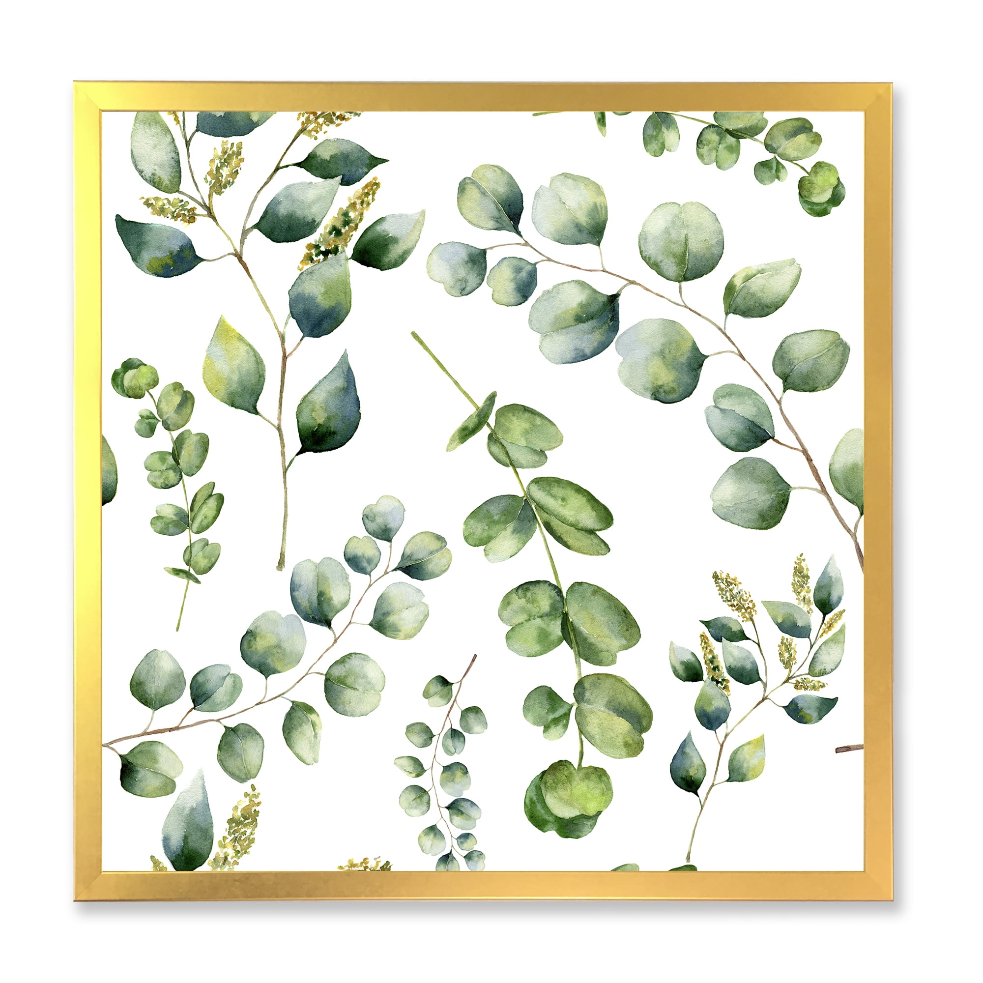 Designart 'Green Eucalyptus Plant Branches III' Traditional Framed Art Print