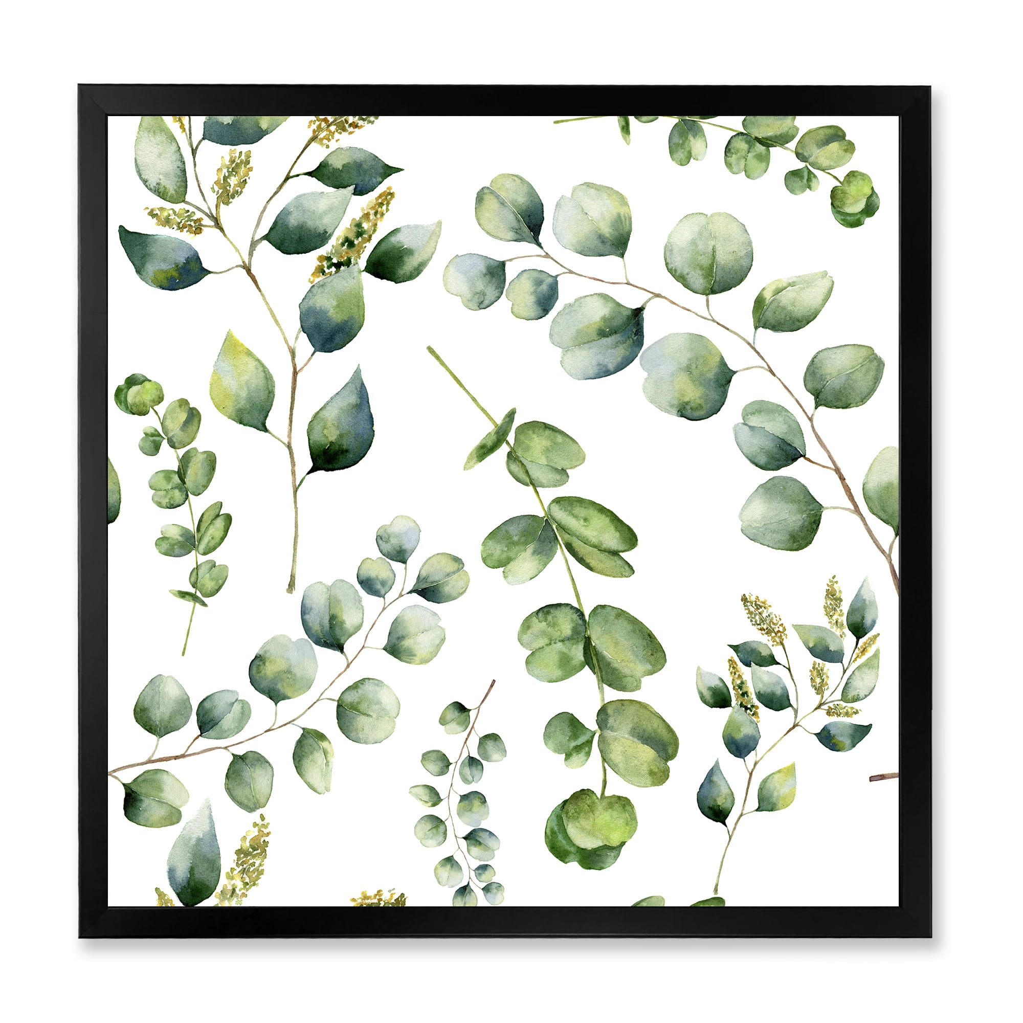 Designart 'Green Eucalyptus Plant Branches III' Traditional Framed Art Print