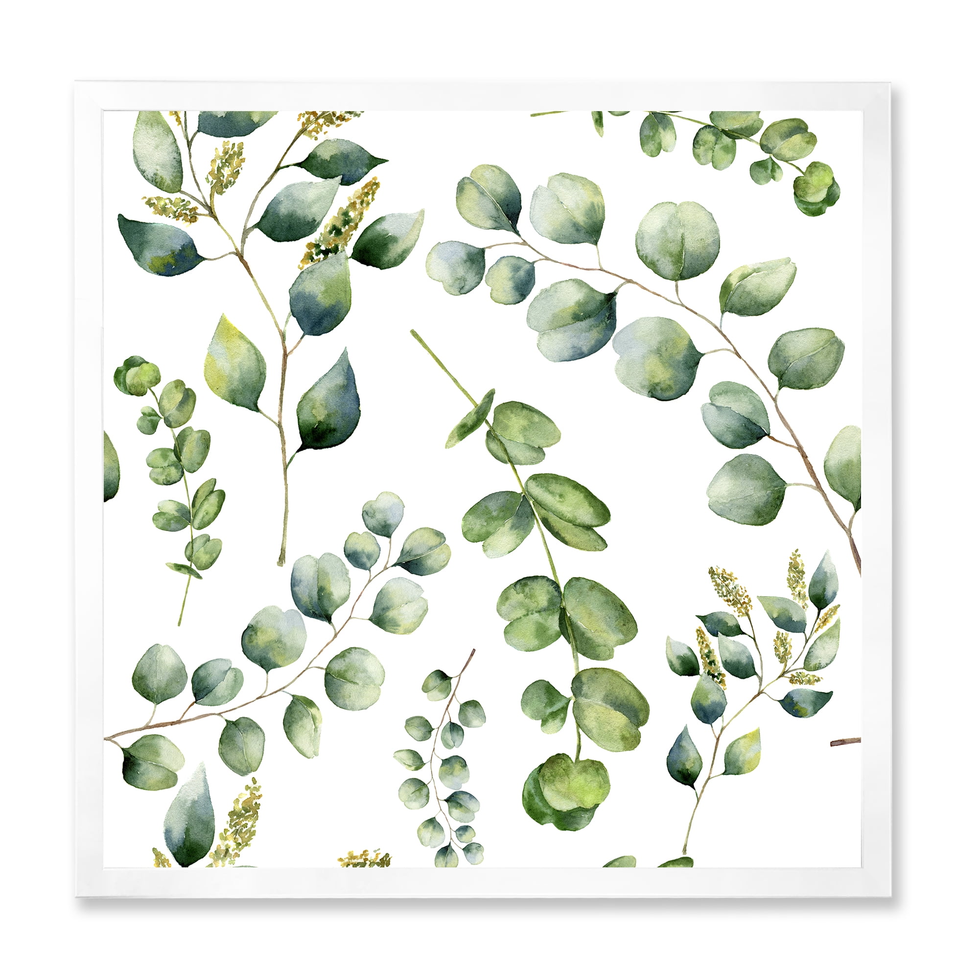 Designart 'Green Eucalyptus Plant Branches III' Traditional Framed Art Print