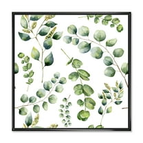 Designart 'Green Eucalyptus Plant Branches III' Traditional Framed Canvas Wall Art Print