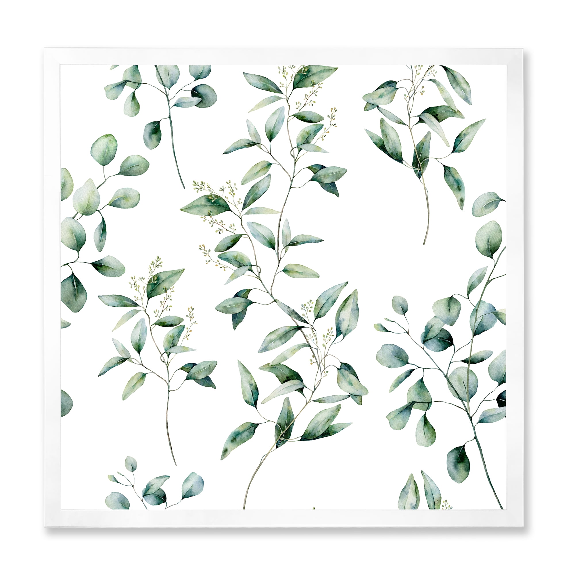 Designart 'Green Eucalyptus Plant Branches IV' Traditional Framed Art Print