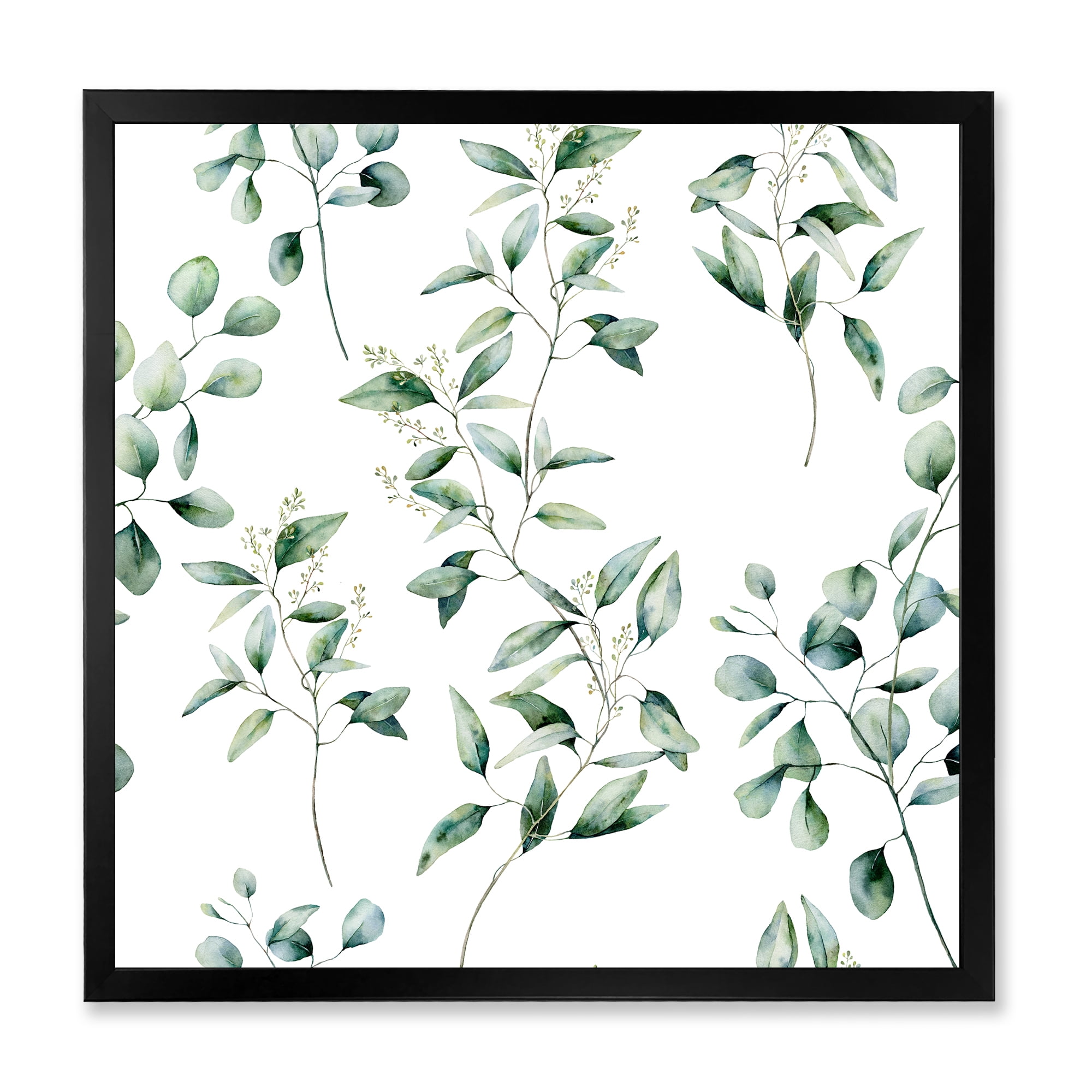 Designart 'Green Eucalyptus Plant Branches IV' Traditional Framed Art Print