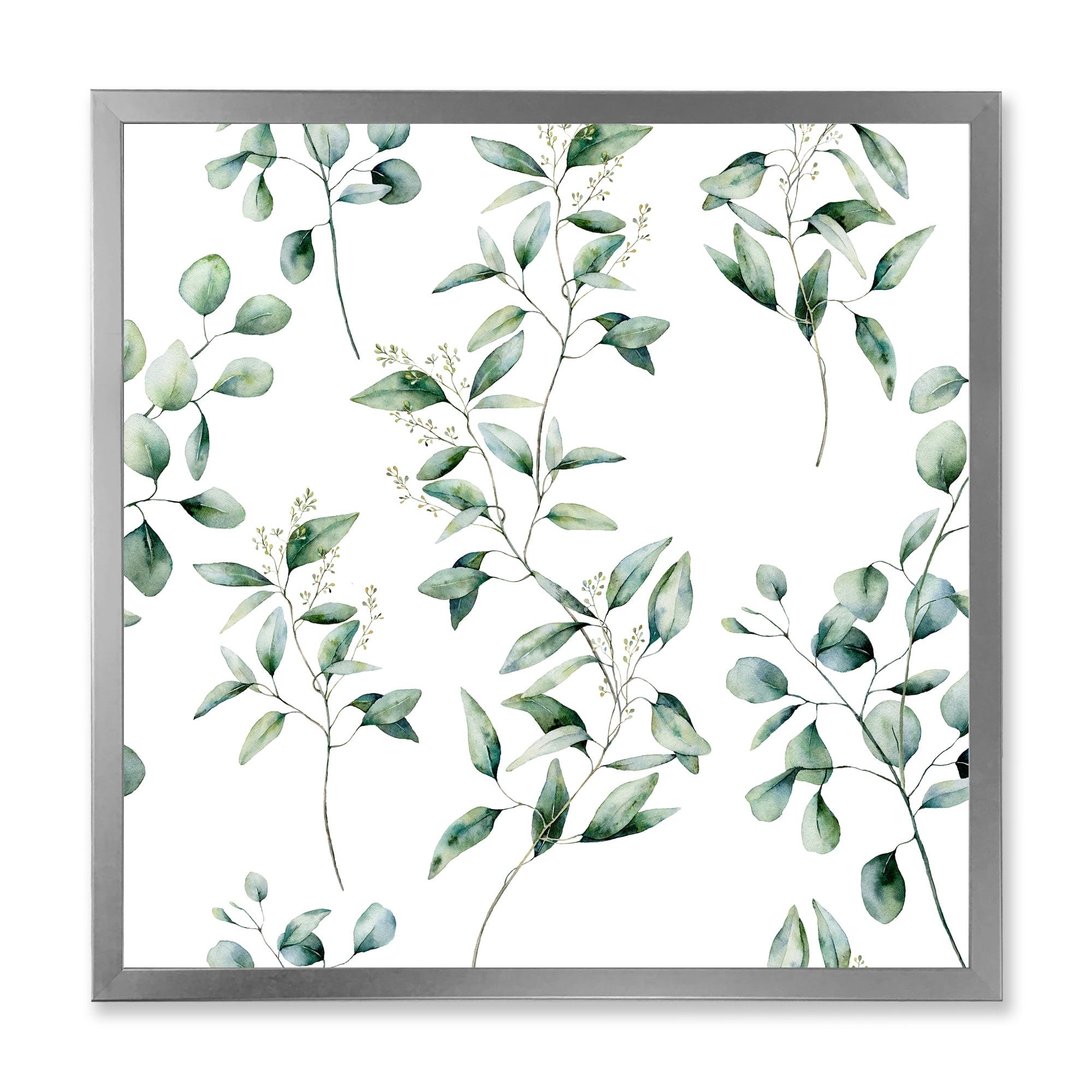 Designart 'Green Eucalyptus Plant Branches IV' Traditional Framed Art Print