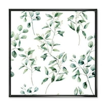 Designart 'Green Eucalyptus Plant Branches IV' Traditional Framed Canvas Wall Art Print