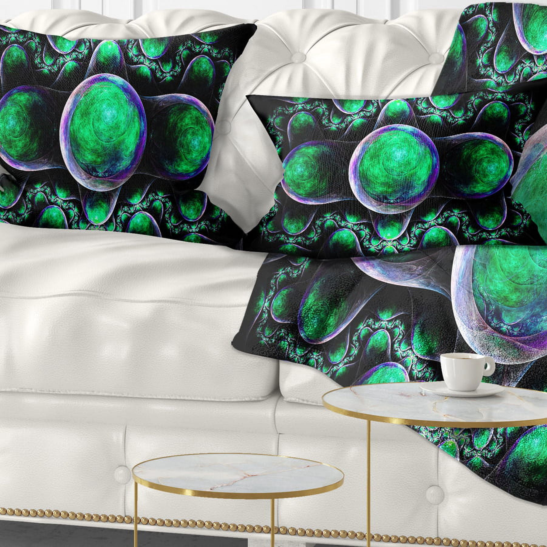 Designart Green Exotic Fractal Pattern - Abstract Throw Pillow - 12x20