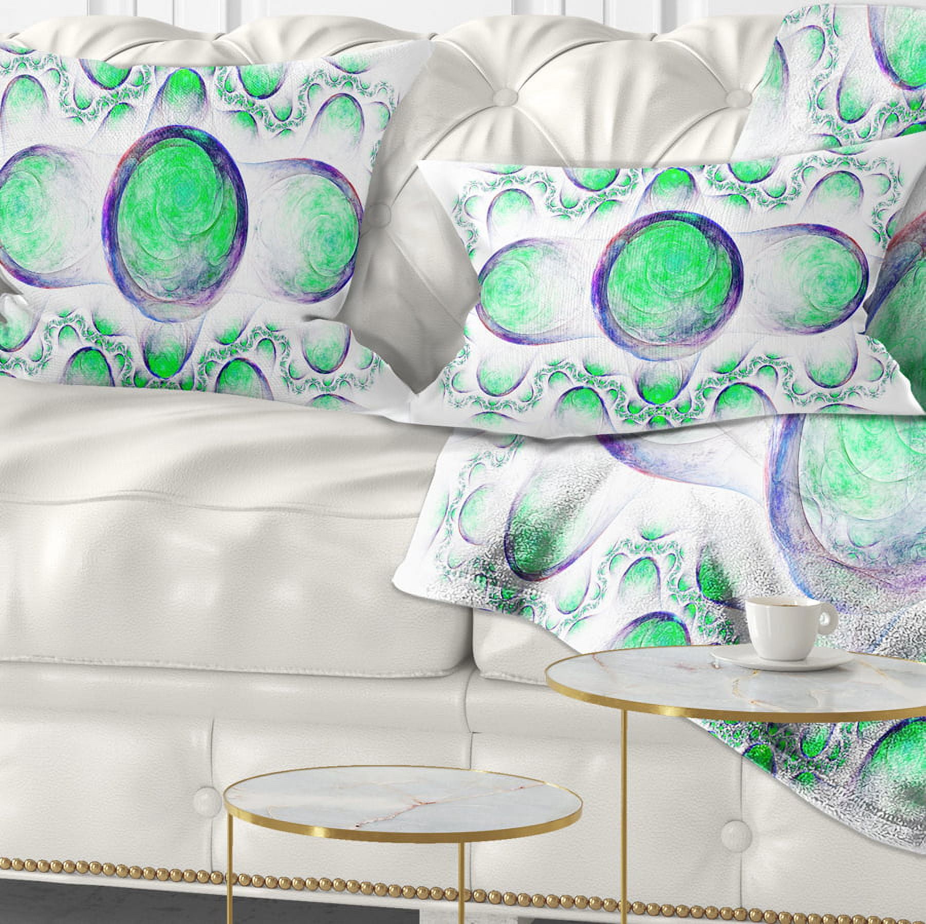 Designart Green Exotic Pattern on White - Abstract Throw Pillow - 12x20