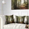 thumbnail image 1 of Designart Green Fall Forest with Sun Rays - Landscape Photography Throw Pillow - 16x16, 1 of 1