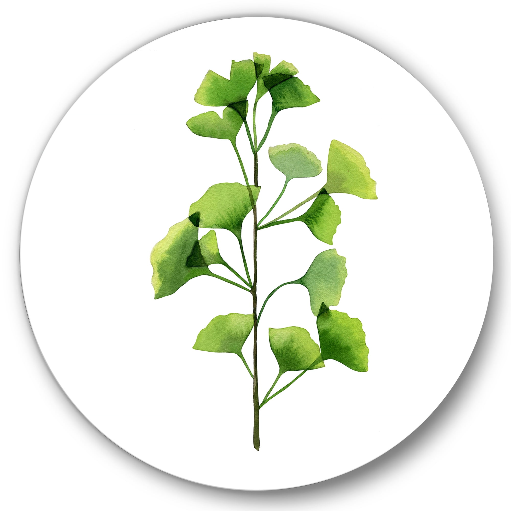 Designart 'Green Field Plant Foliage Branch' Farmhouse Circle Metal Wall Art 36x36 - Disc of 36