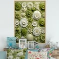 thumbnail image 1 of Designart "Green Floral Tiles in Botanical Design I" Abstract Framed Wall Art - Modern White Abstract Botanicals Entryway Framed Wall Art Print, 1 of 6