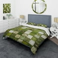 thumbnail image 1 of Designart "Green Floral Tiles in Botanical Design III" Abstract Tile Bedding Covert Set - Abstract Green Modern Bed Set With 2 Shams, 1 of 5