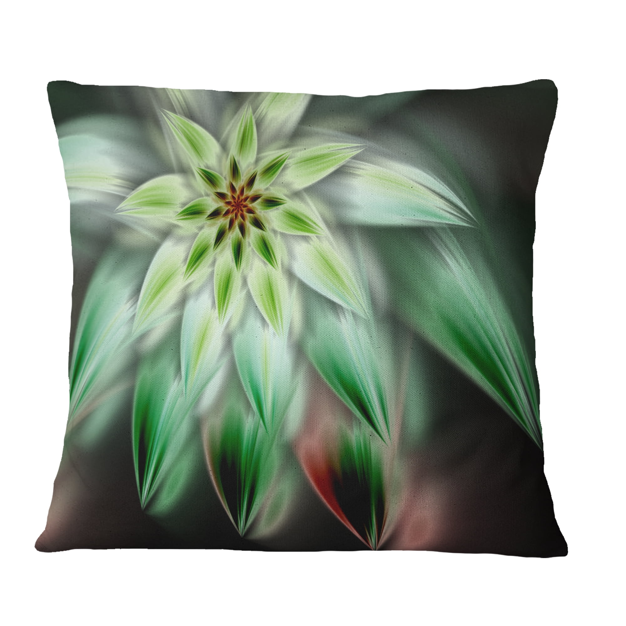 Designart Green Flower Fractal Artwork - Floral Throw Pillow - 18x18