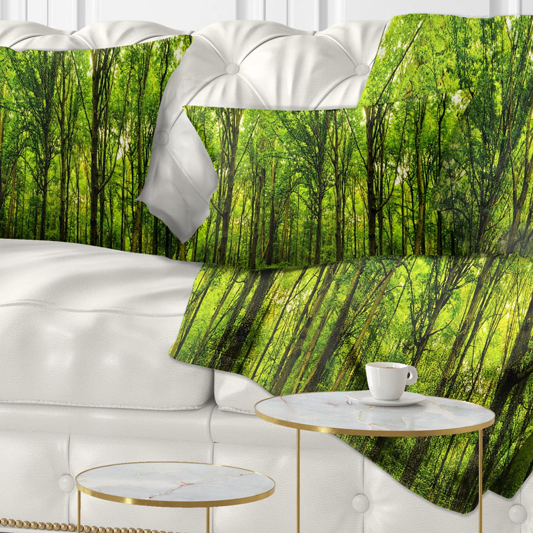 Designart Green Forest - Landscape Photo Throw Pillow - 12x20