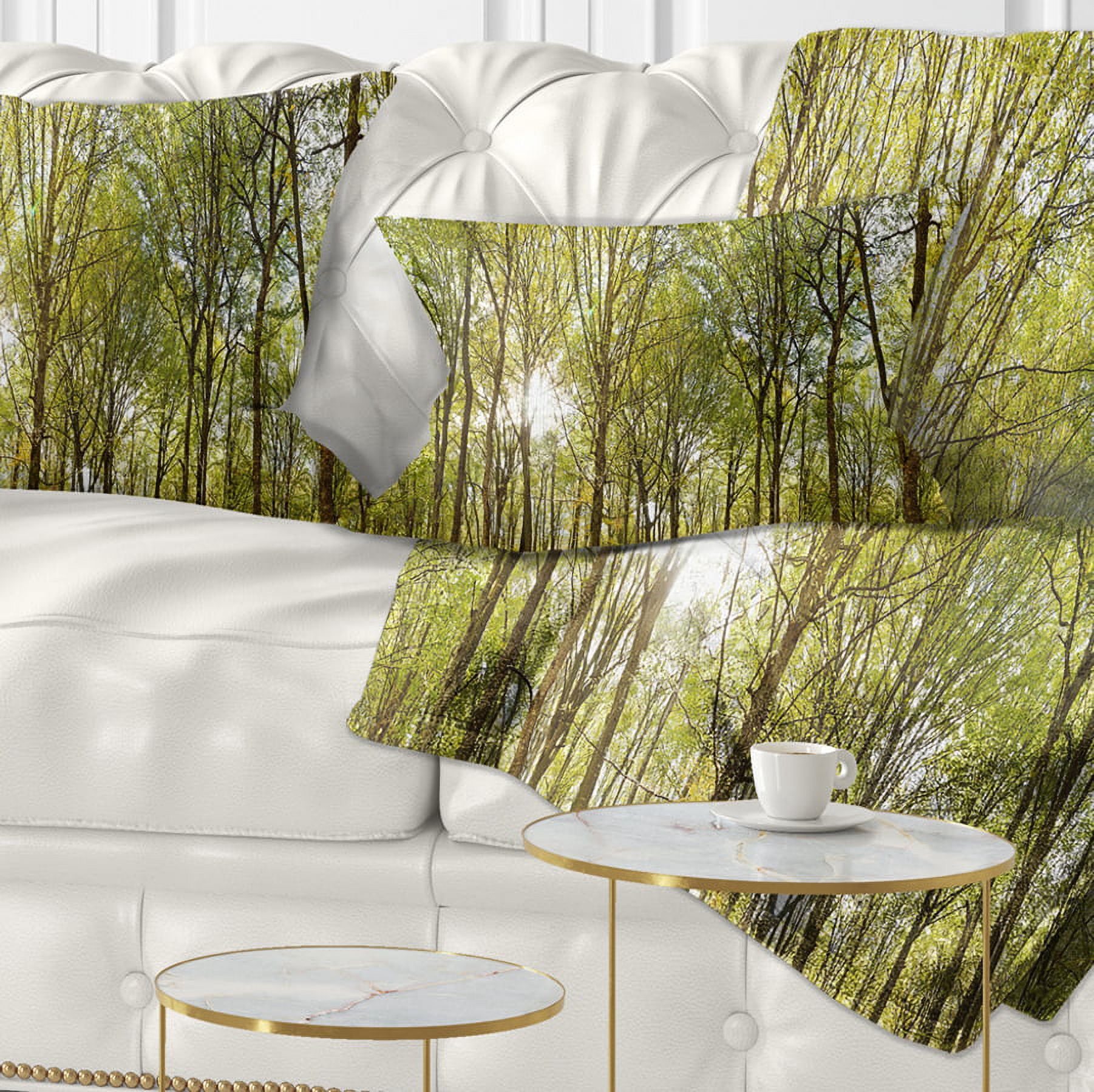 Designart Green Forest Panoramic View - Landscape Photography Throw Pillow - 12x20
