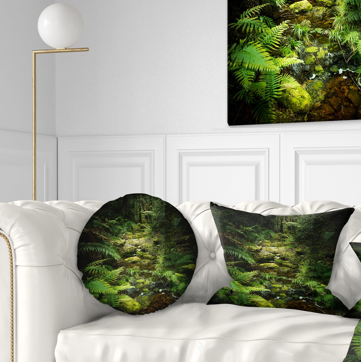 Designart Green Forest of New Zealand - Landscape Photo Throw Pillow - 12x20