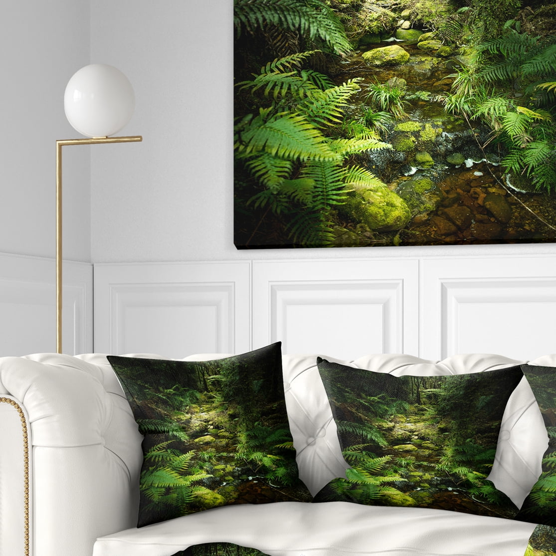 Designart Green Forest of New Zealand - Landscape Photo Throw Pillow - 18x18