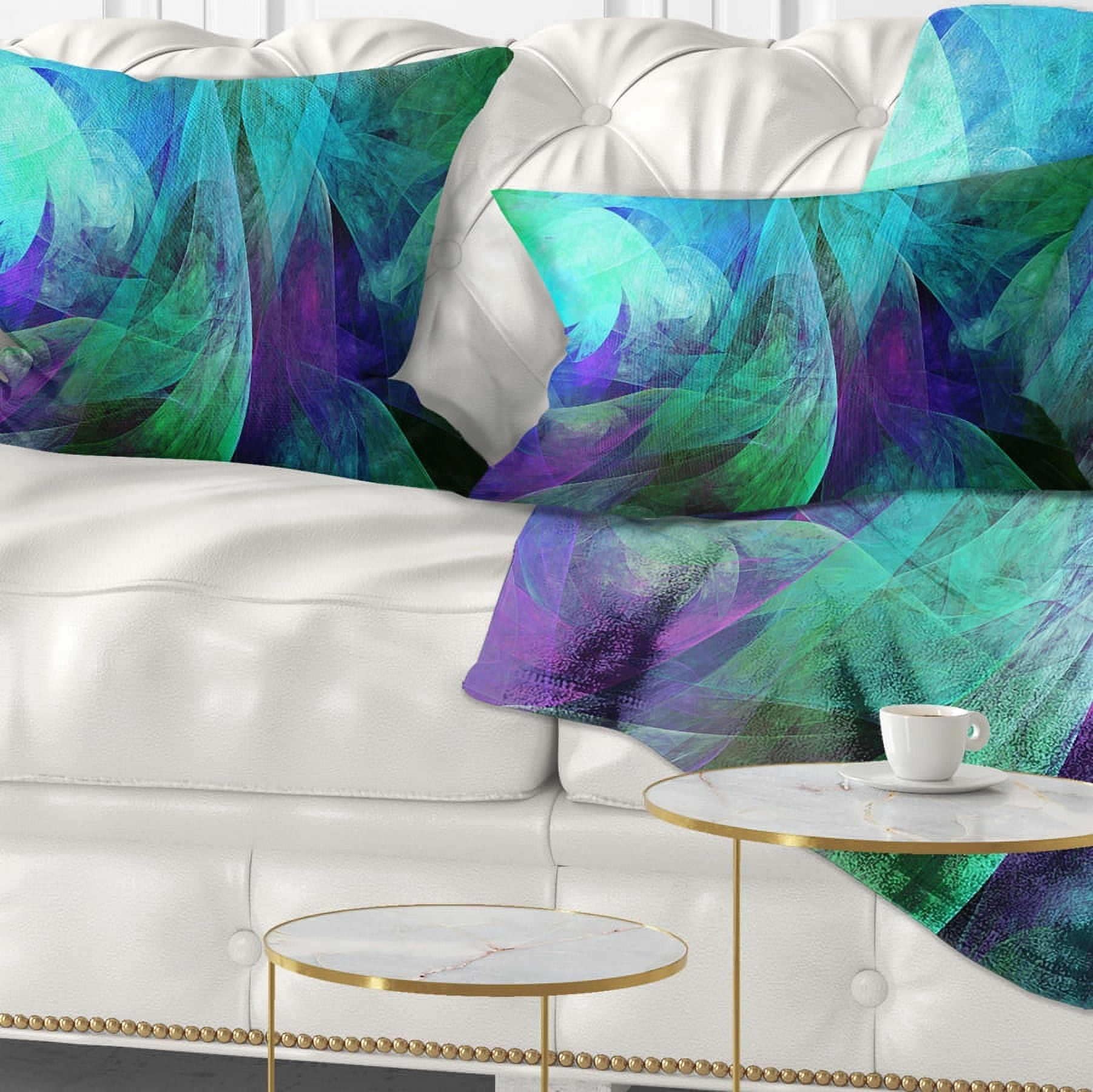 Designart Green Fractal Abstract Pattern - Abstract Throw Pillow - 12x20