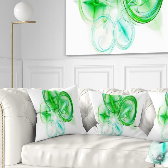 Designart Green Fractal Desktop - Abstract Throw Pillow - 16x16