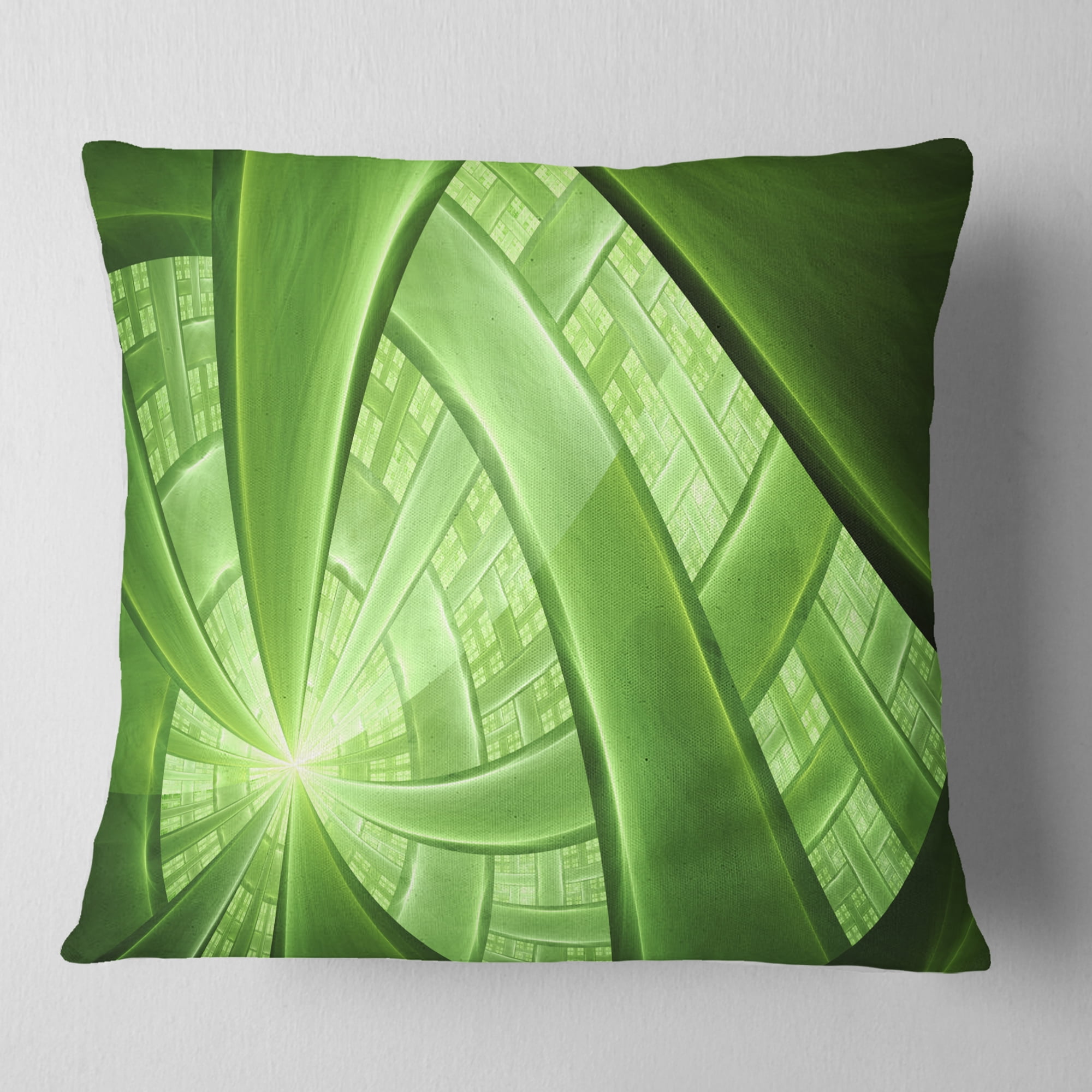 Designart Green Fractal Exotic Plant Stems - Abstract Throw Pillow - 16x16