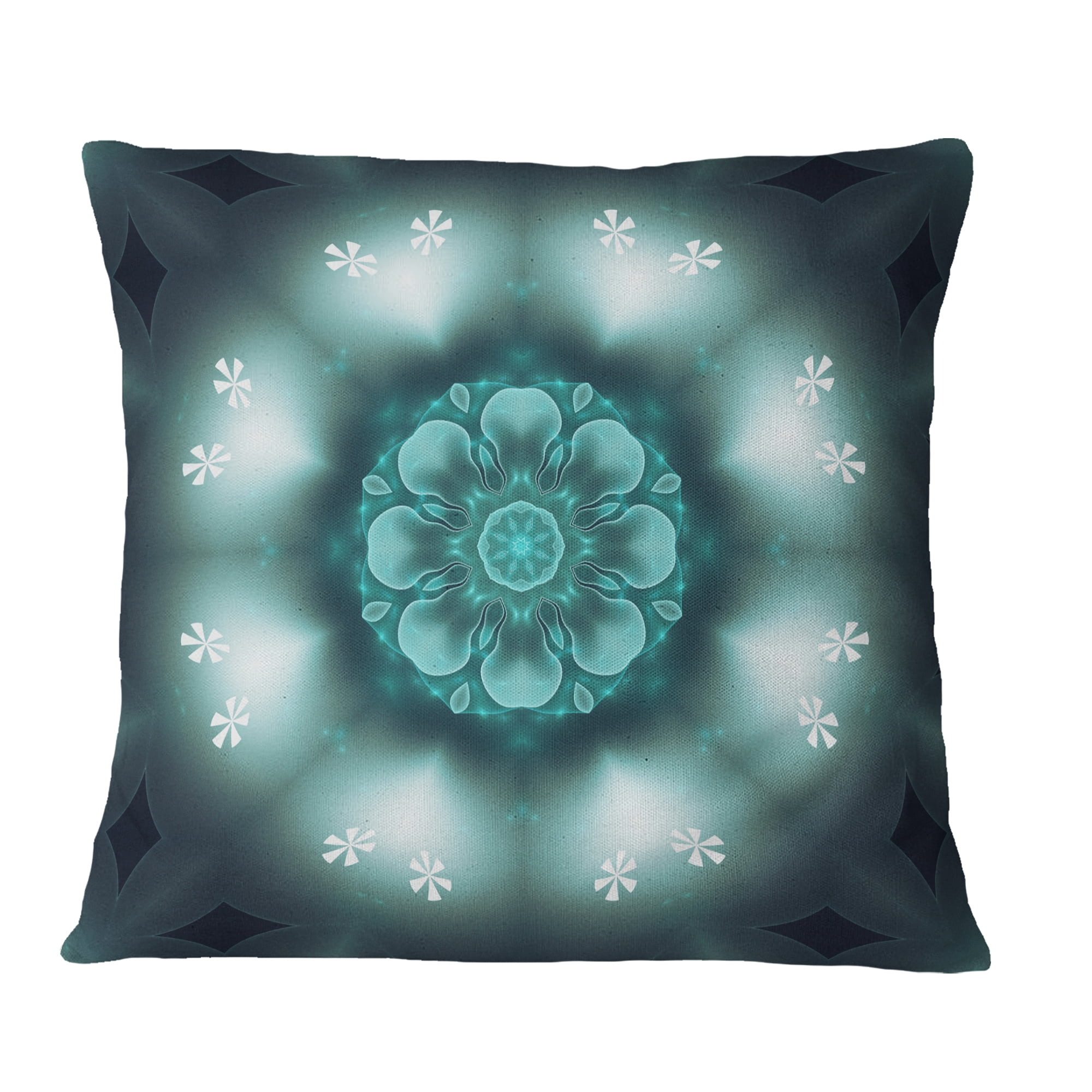 Designart Green Fractal Flower Mandala Shape - Floral Throw Pillow - 18x18