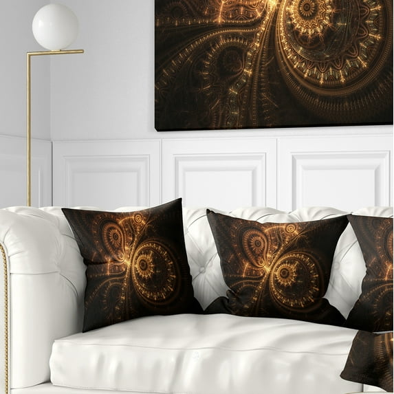 Designart Green Fractal Flower in Dark - Floral Throw Pillow - 18x18