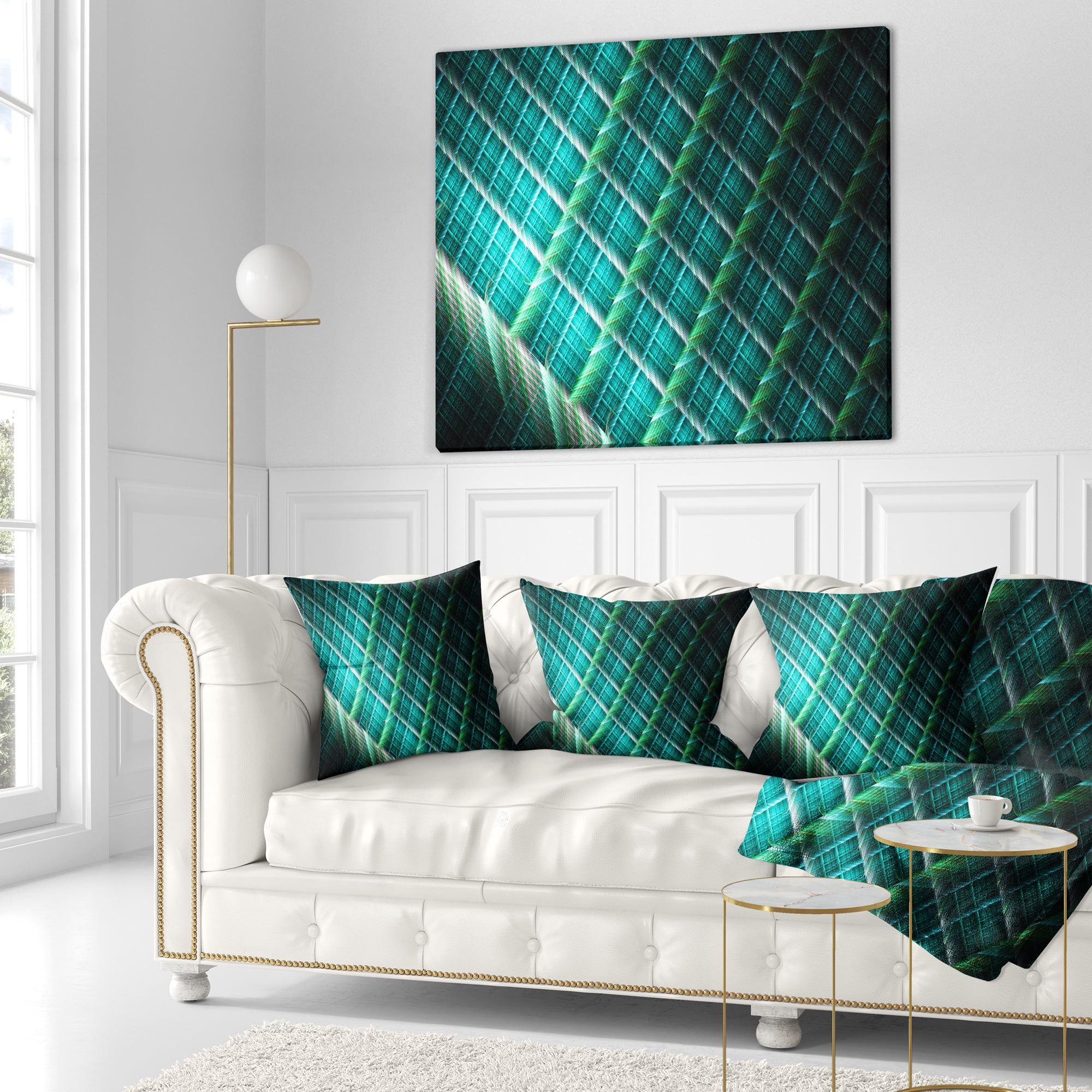Designart Green Fractal Grill Pattern - Abstract Throw Pillow - 16x16