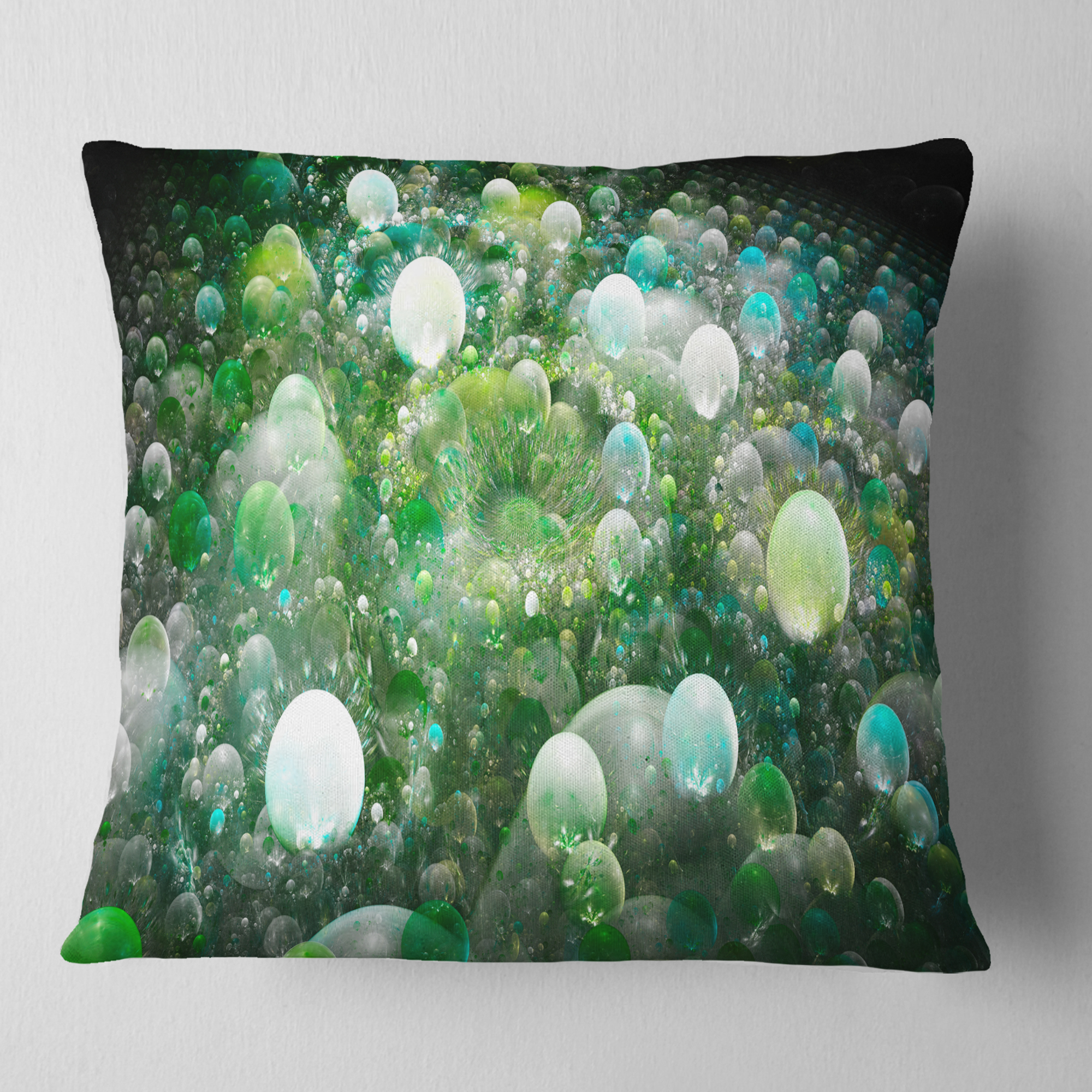 Designart Green Fractal Molecule Pattern - Abstract Throw Pillow - 18x18