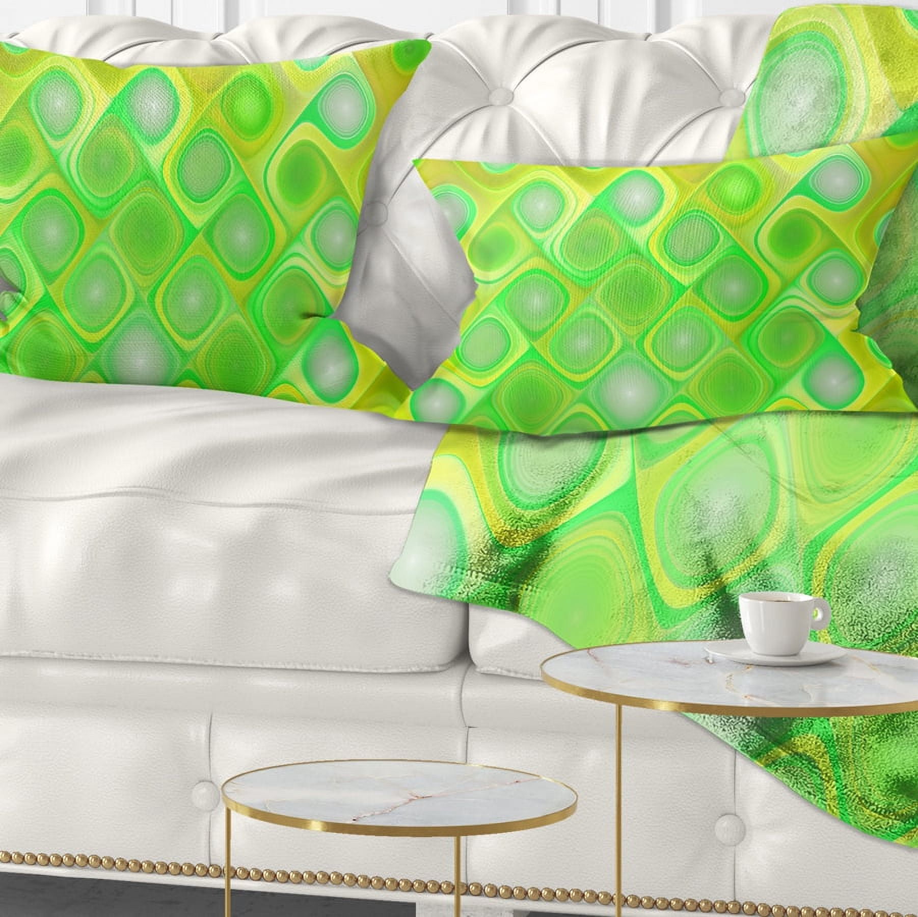 Designart Green Fractal Pattern with Swirls - Abstract Throw Pillow - 12x20