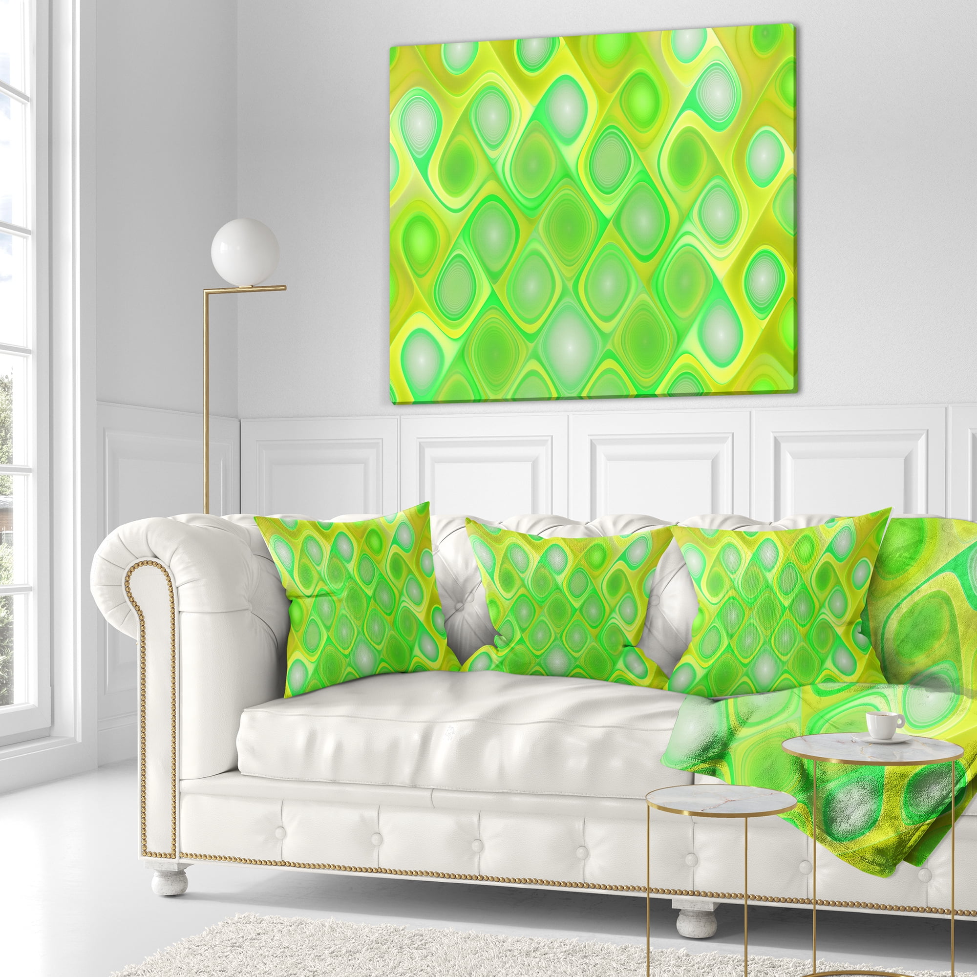 Designart Green Fractal Pattern with Swirls - Abstract Throw Pillow - 18x18