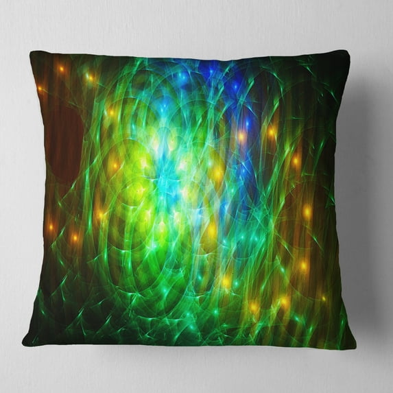Designart Green Fractal Symphony of Colors - Abstract Throw Pillow - 18x18