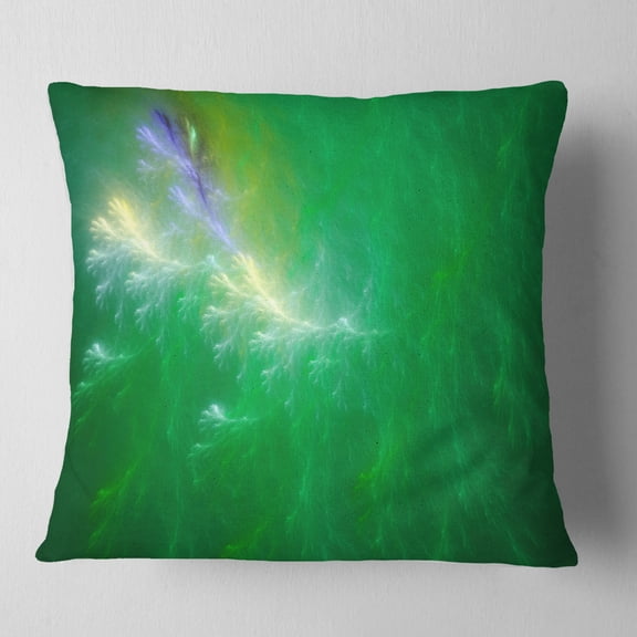 Designart Green Fractal Thunder Sky - Abstract Throw Pillow - 16x16