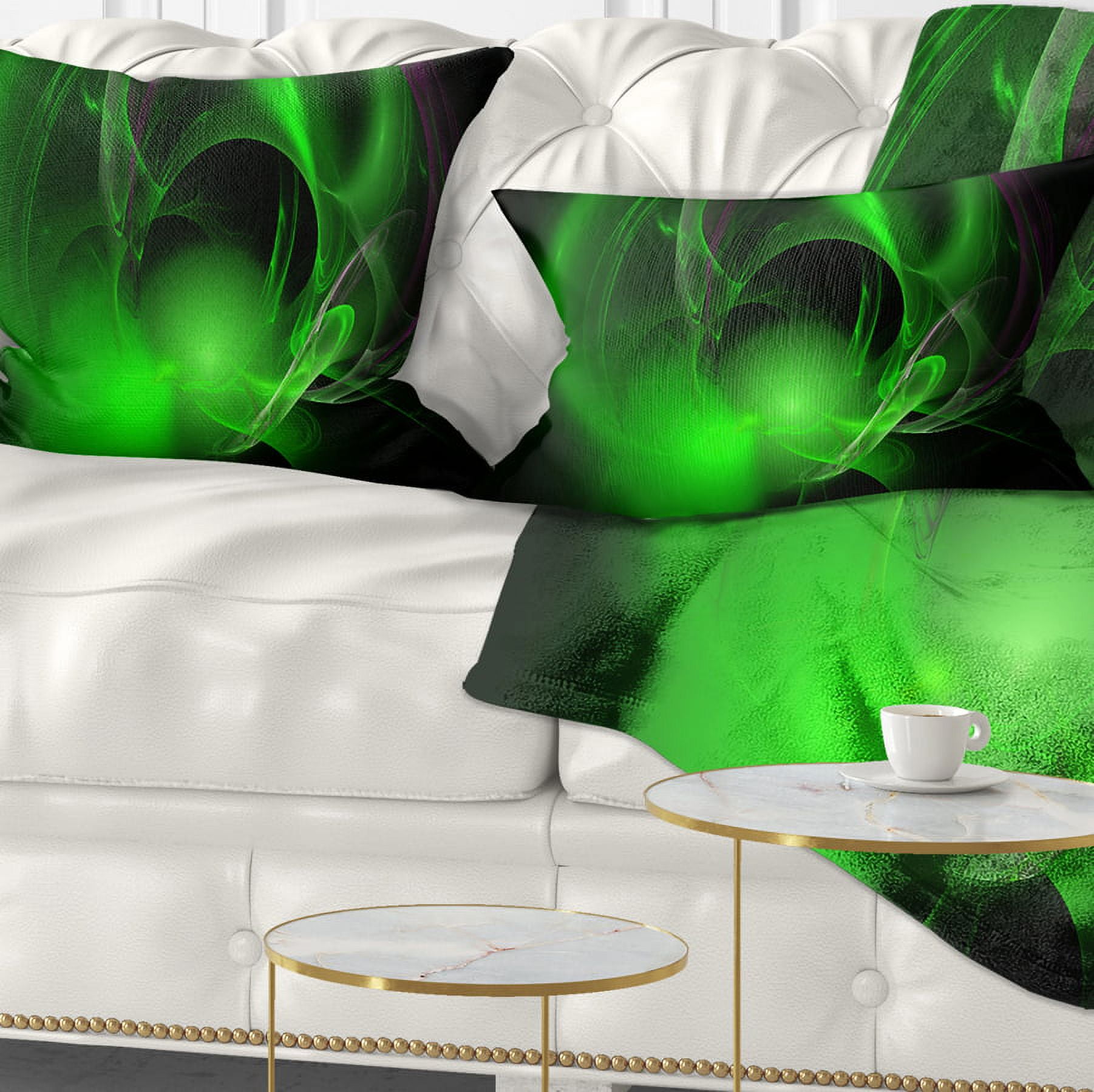 Designart Green Galactic Nebula on Black - Abstract Throw Pillow - 12x20