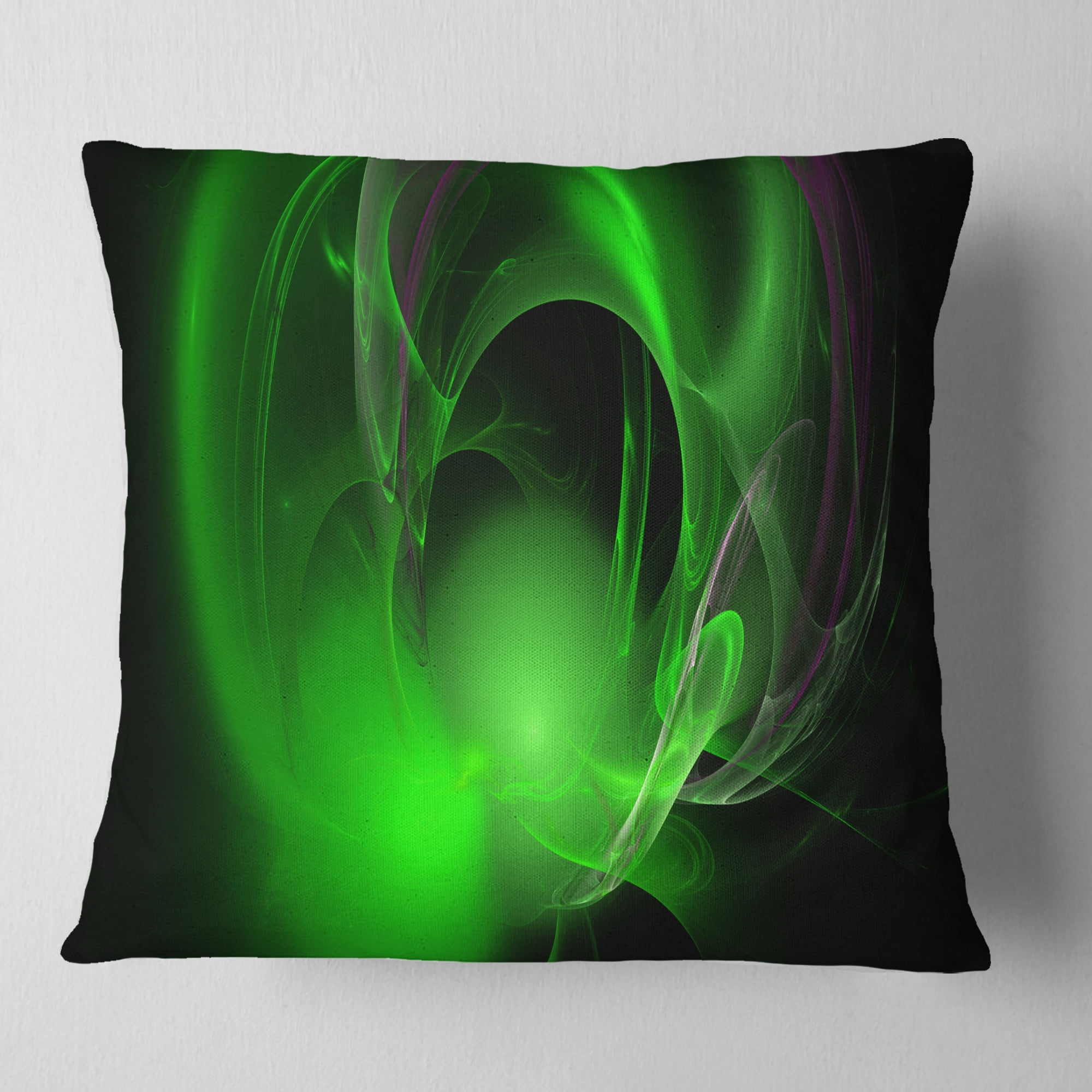 Designart Green Galactic Nebula on Black - Abstract Throw Pillow - 16x16