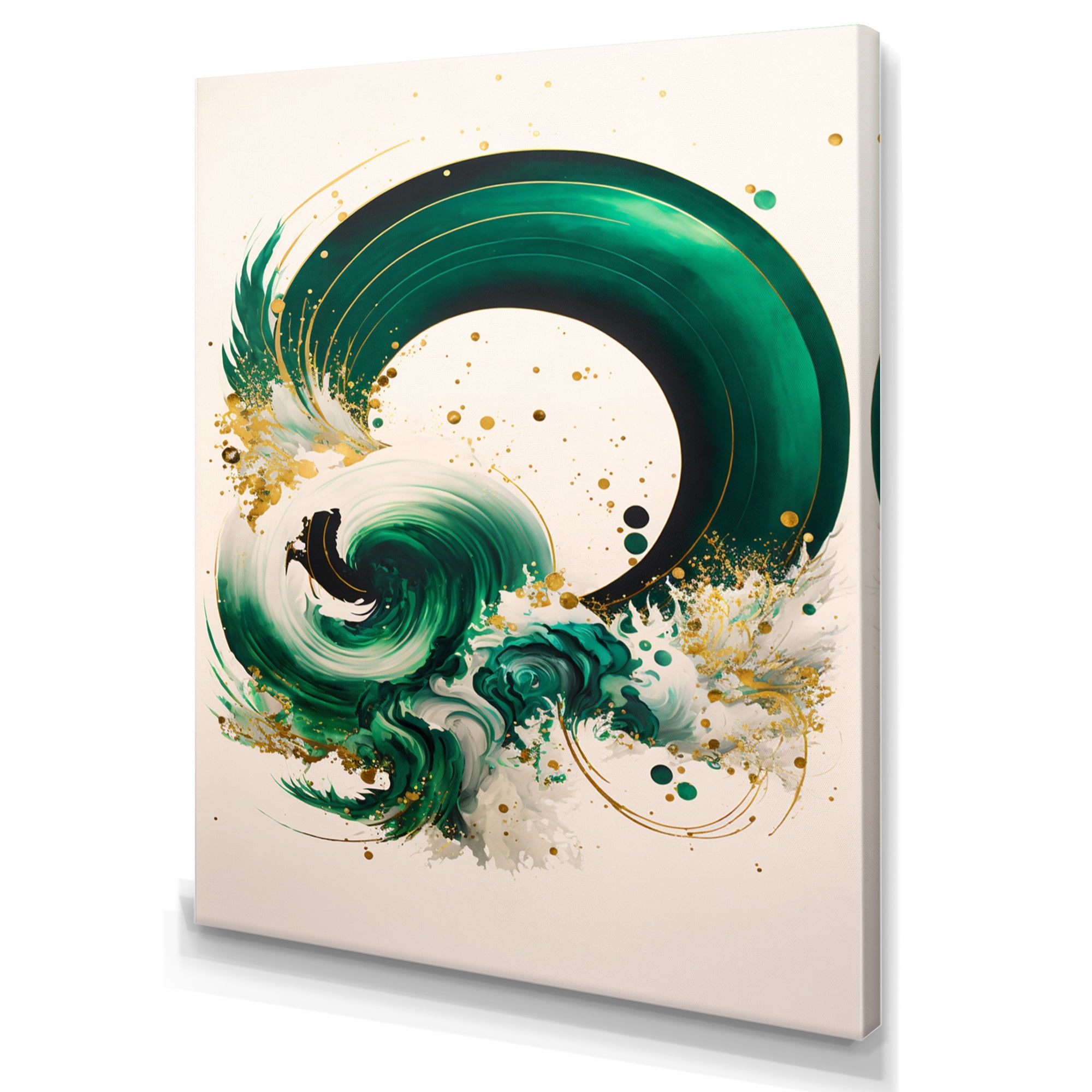 Designart Green Glamour Swirl Canvas Wall Art