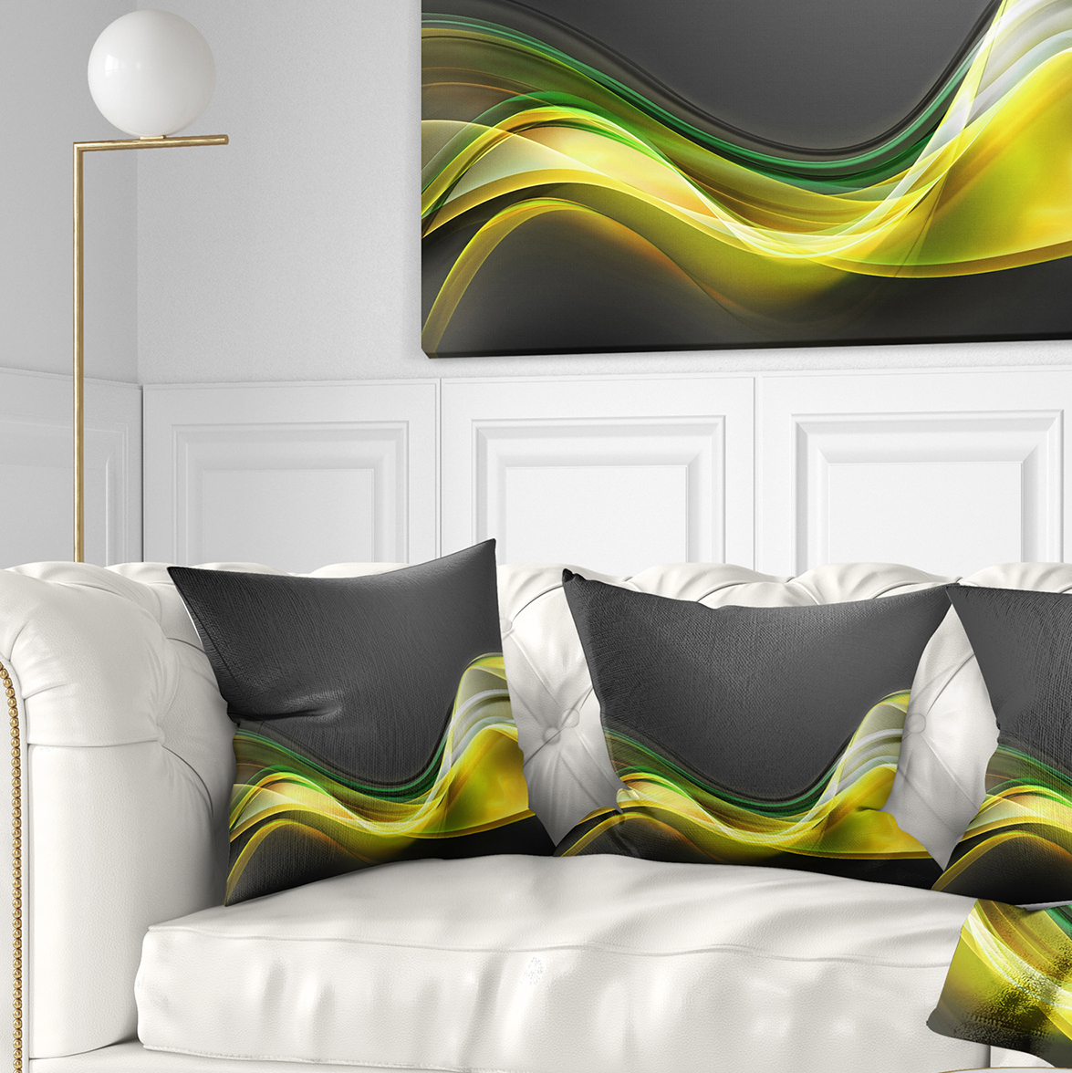Designart Green Gold Texture Pattern - Abstract Throw Pillow - 18x18