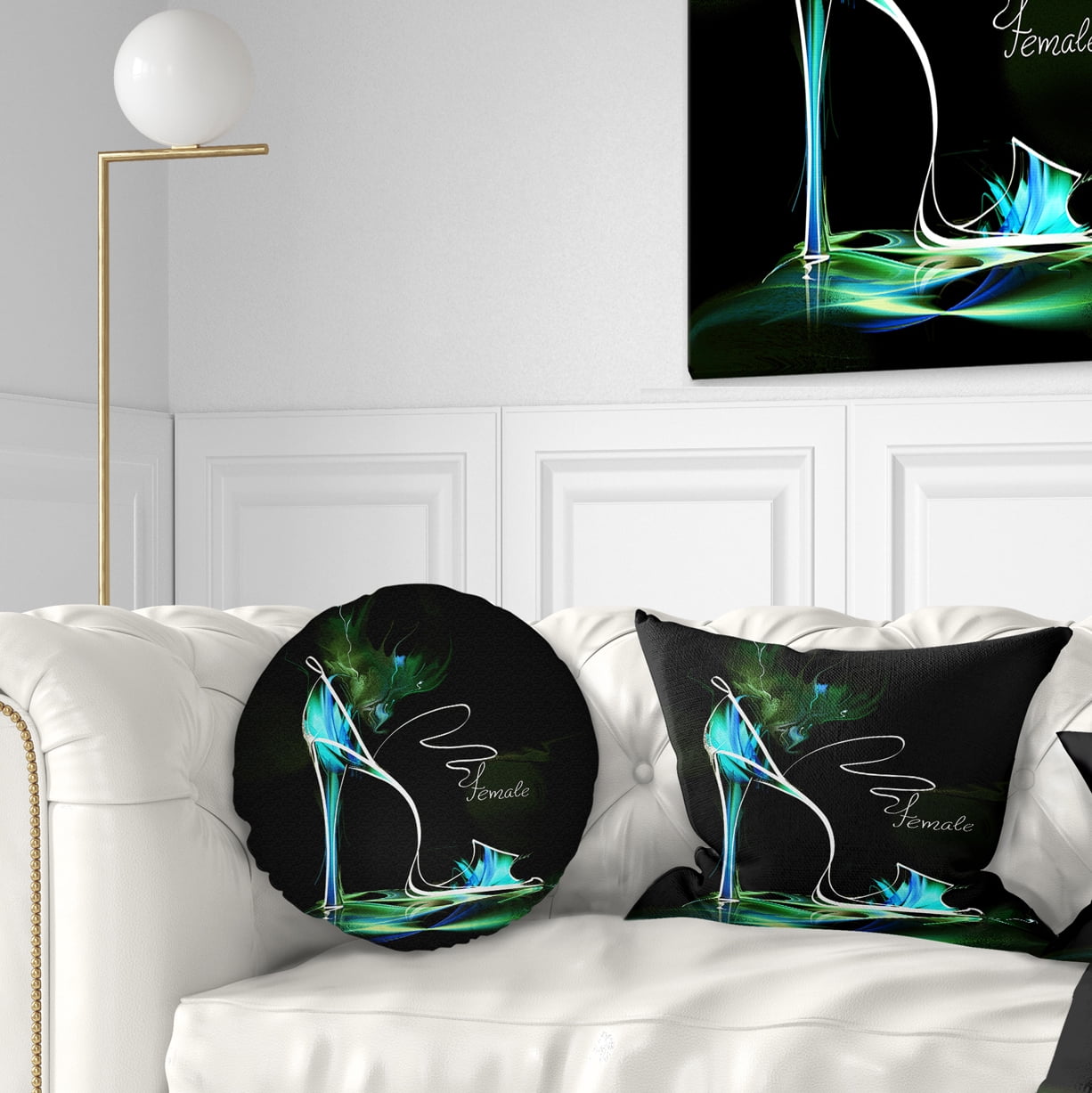 Designart Green High Heel Show - Abstract Throw Pillow - 12x20