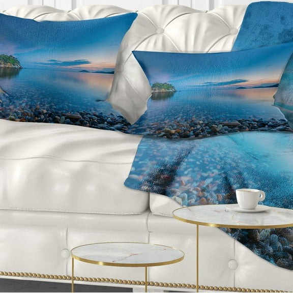 Designart Green Isle at Stony Coast - Seashore Throw Pillow - 12x20