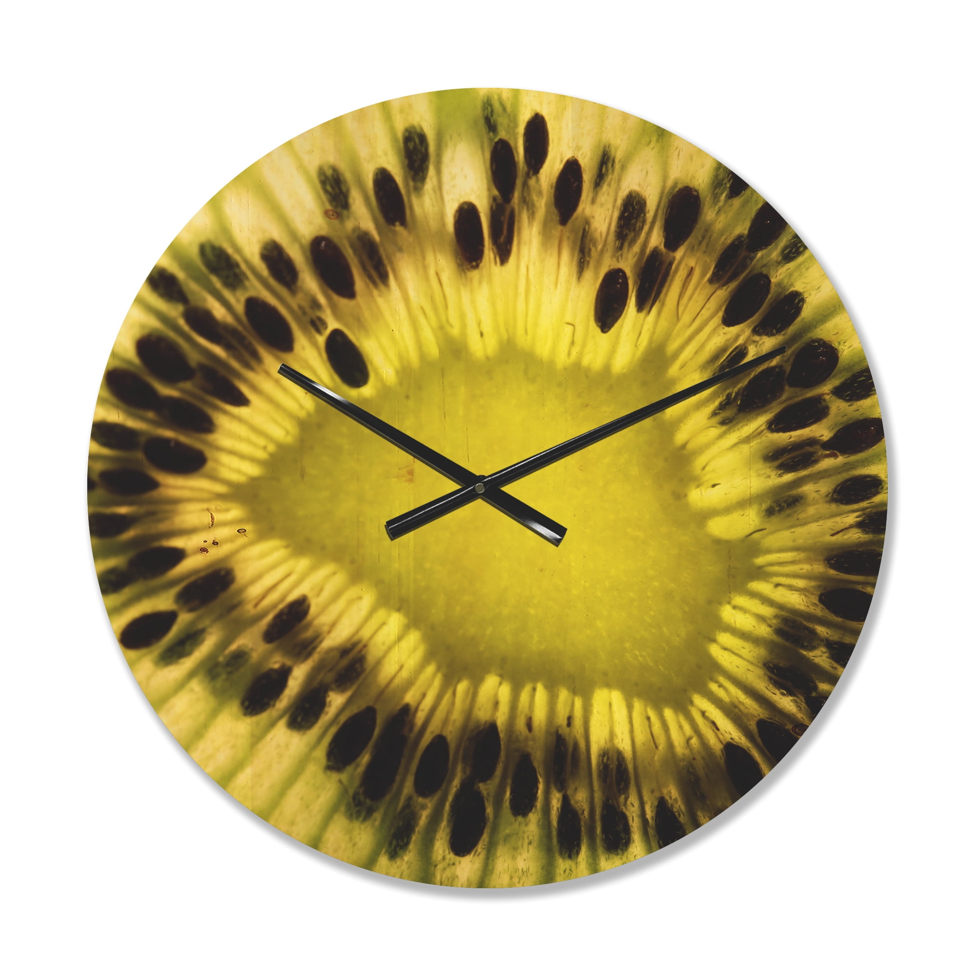 Designart 'Green Kiwi Seeds With Inside Pattern ' Modern Wood Wall Clock