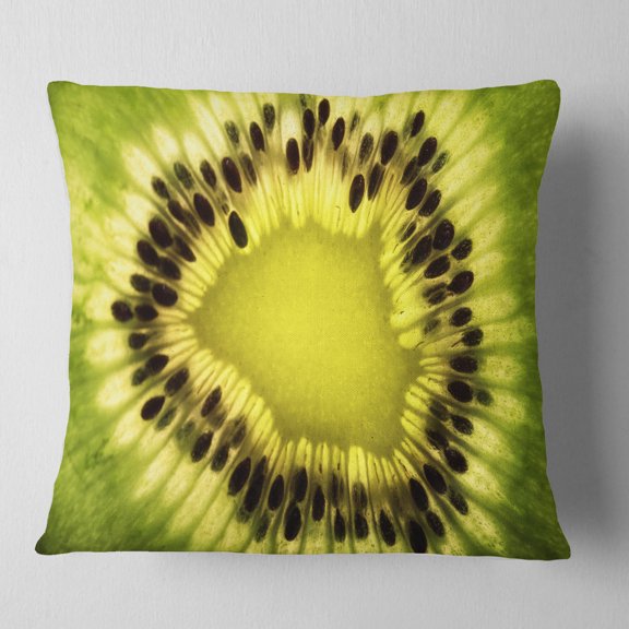 Designart Green Kiwi Seeds and Inside Pattern - Contemporary Throw Pillow - 16x16
