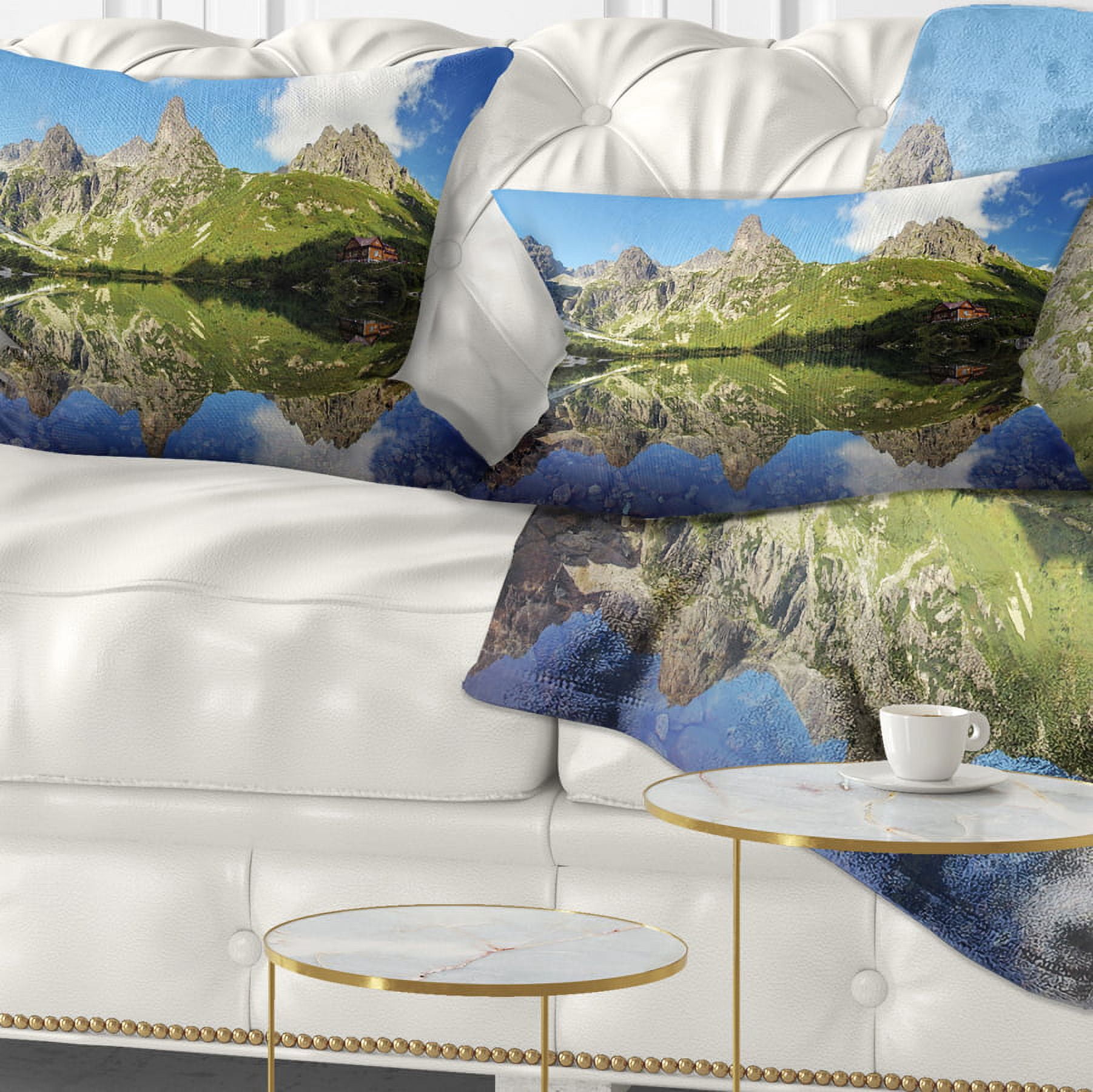 Designart Green Lake in Tatra Mountain - Landscape Photo Throw Pillow - 12x20