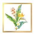thumbnail image 1 of Designart 'Green Leaves With Tropical Yellow Flowers I' Traditional Framed Art Print, 1 of 1