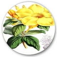 thumbnail image 1 of Designart 'Green Leaves With Tropical Yellow Flowers II' Traditional Circle Metal Wall Art 23x23 - Disc of 23, 1 of 5