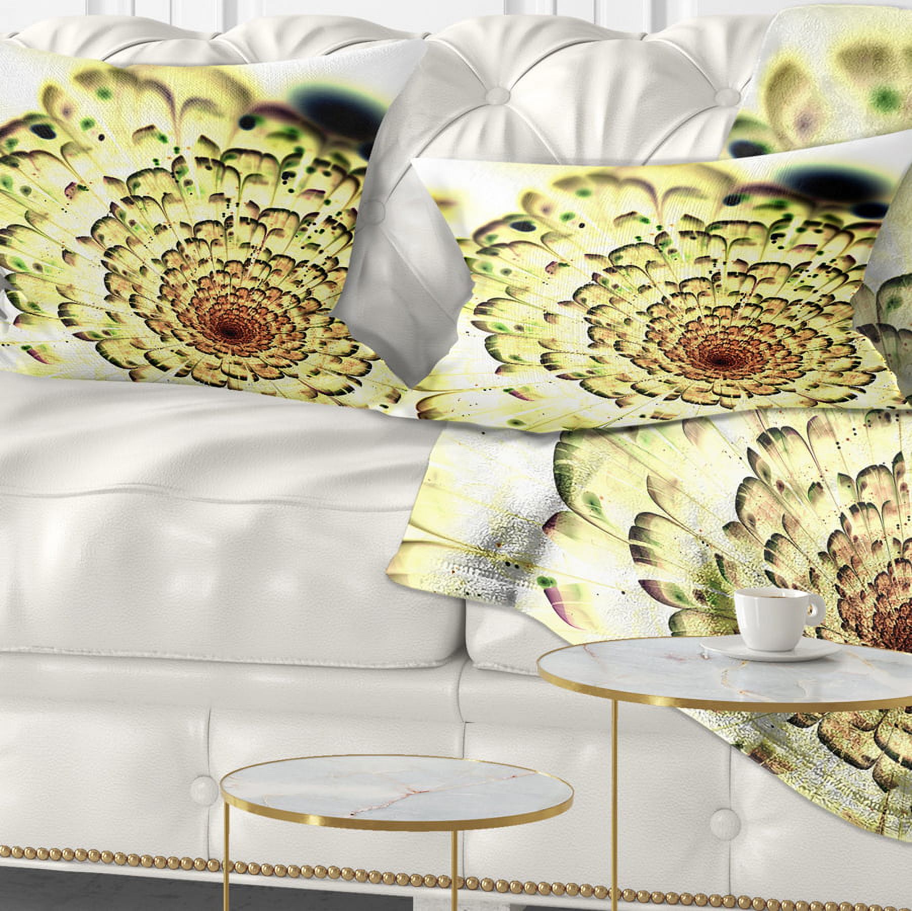 Designart Green Light Fractal Flower Pattern - Abstract Throw Pillow - 12x20
