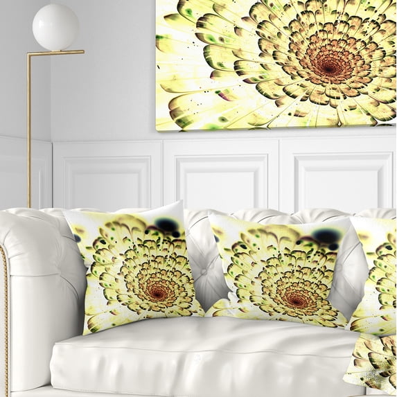Designart Green Light Fractal Flower Pattern - Abstract Throw Pillow - 16x16