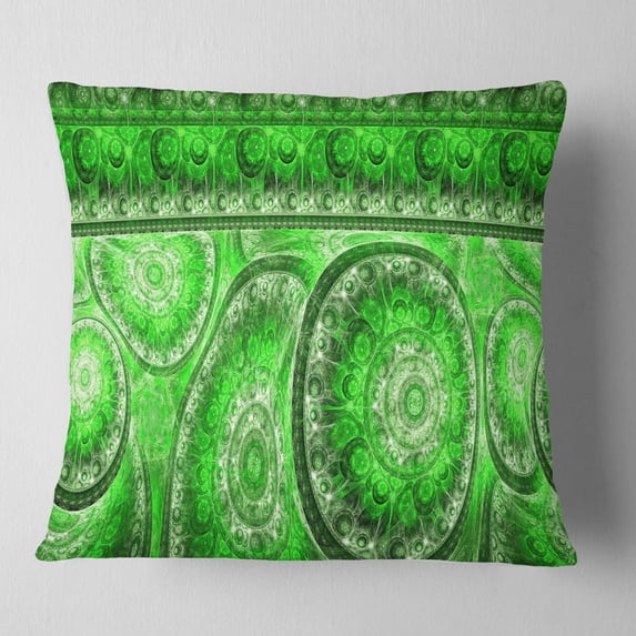 Designart Green Living Cells Fractal Design - Abstract Throw Pillow - 18x18