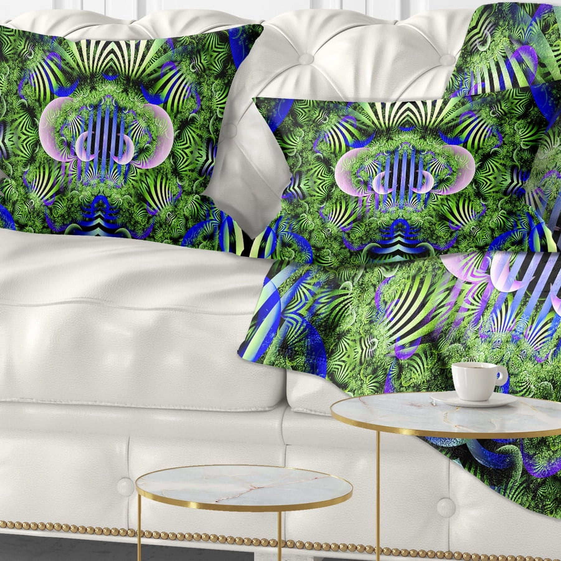 Designart Green Magical Fairy Pattern - Floral Throw Pillow - 12x20