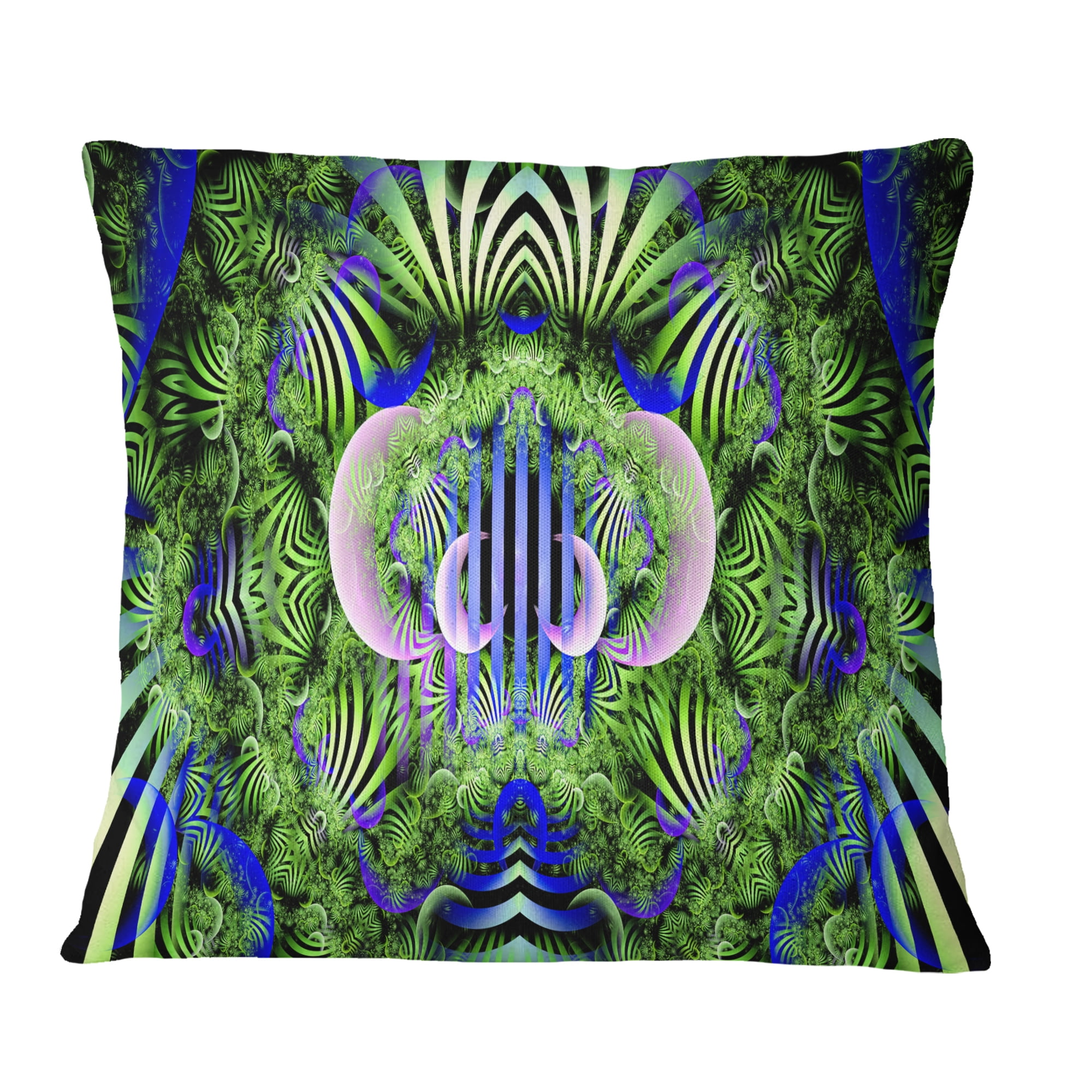 Designart Green Magical Fairy Pattern - Floral Throw Pillow - 18x18
